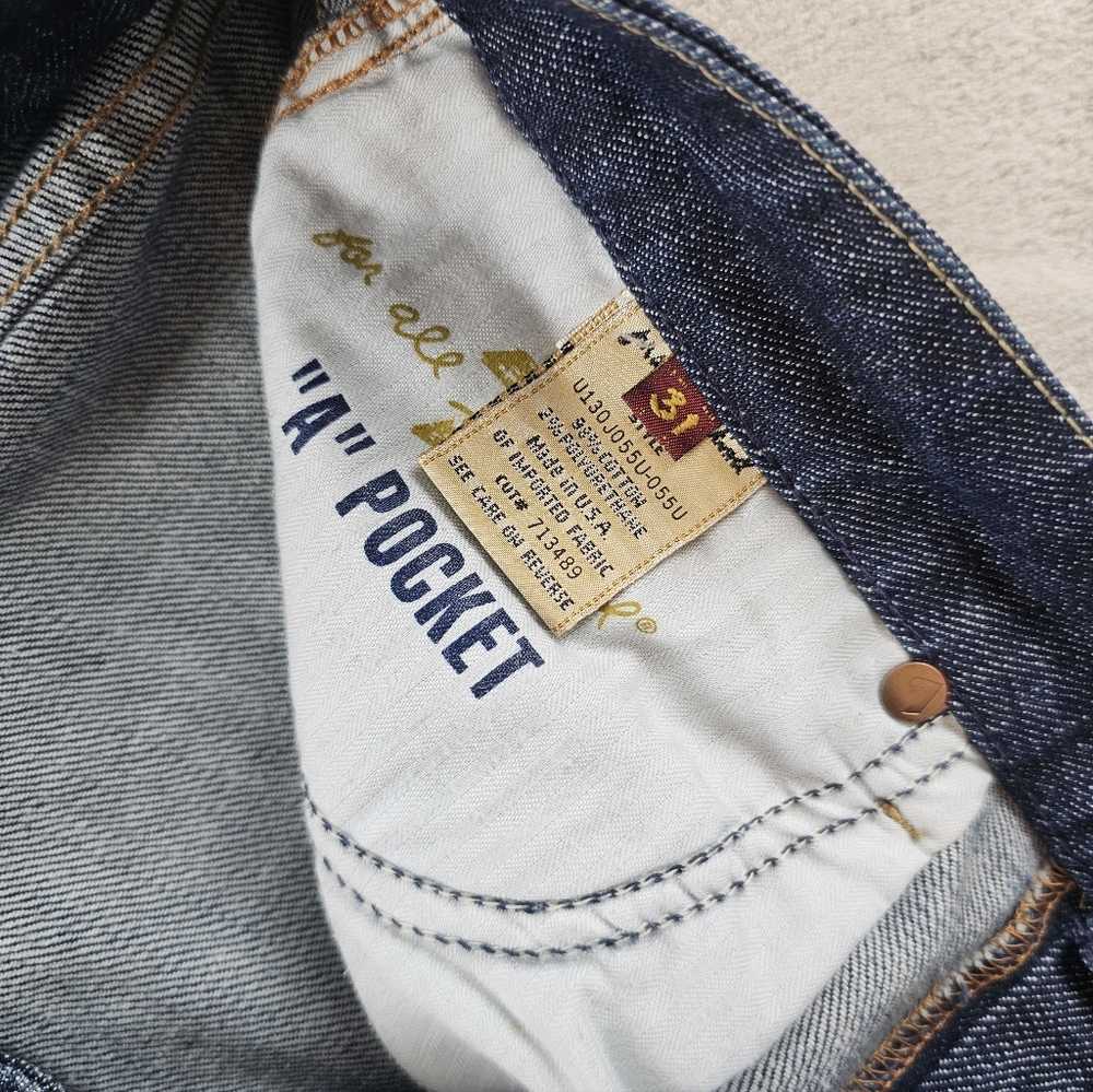 7 For All Mankind A Pocket Boot Cut Jeans Womens 31 Dark Wash Whiskered Cowgirl - Picture 3 of 10